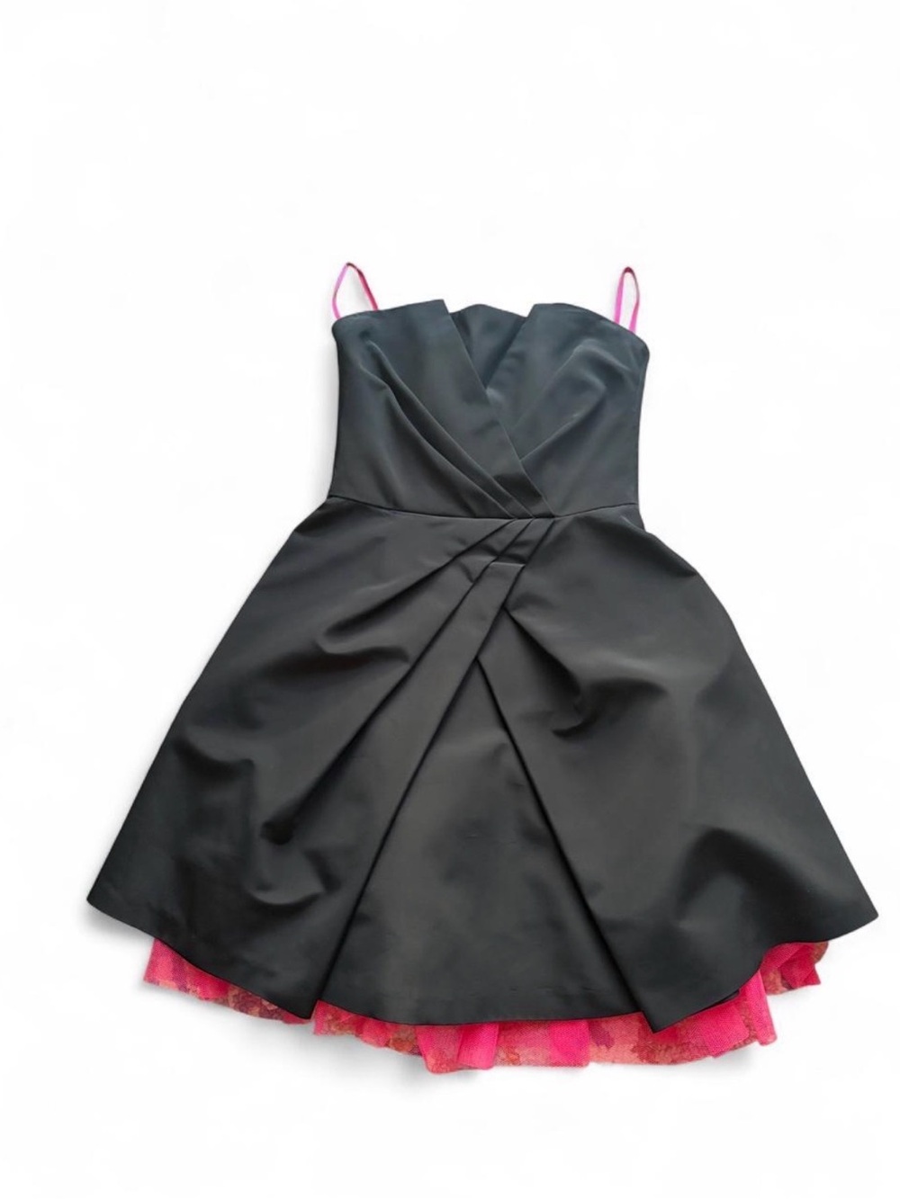 Betsey Johnson Black Pink Bow Fit & Flare Party Dress Size 6